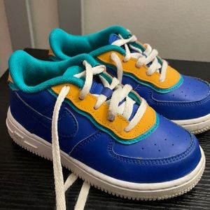 Nike air force 1. Blue/yellow toddler size 9.